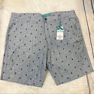 Tenth & Ocean NWT Sailboat Print Washable Linen Blend Flat Front Shorts 40